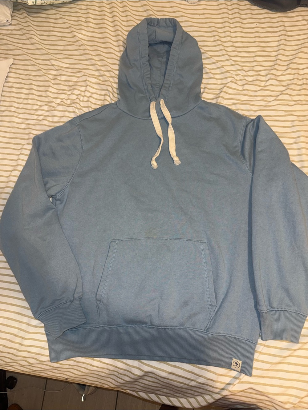 Men's Light Blue Pullover Hoodie with Drawstring